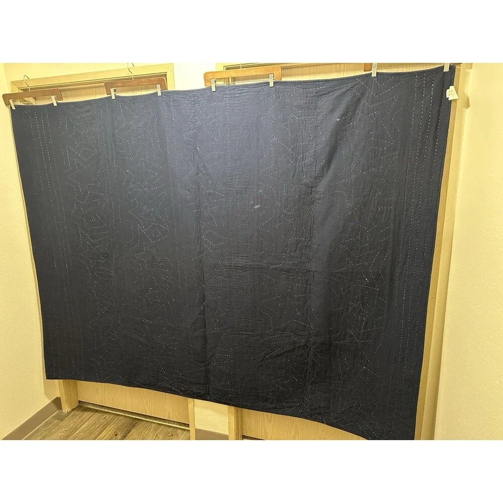 Pottery Barn Kids Star Appliqué Quilt 68x86 + Euro Sham Blue White Discontinued￼